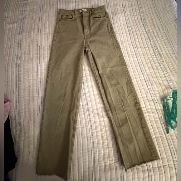 Re/Done High Rise Green Women's Jeans - Picture 4 of 15